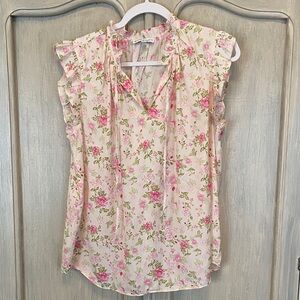 Maison  Jules Floral Ruffle Sleeve Blouse